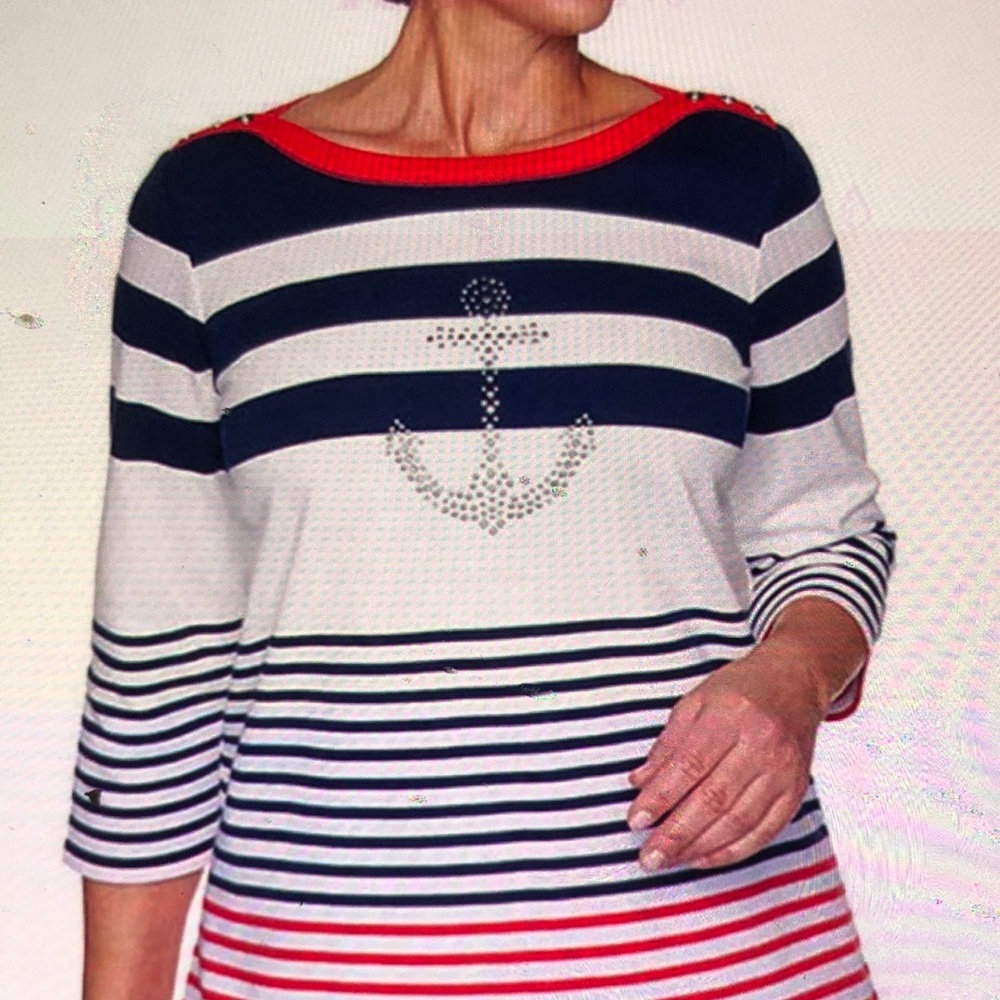 Alfred Dunner anchor women’s stripe top size PM